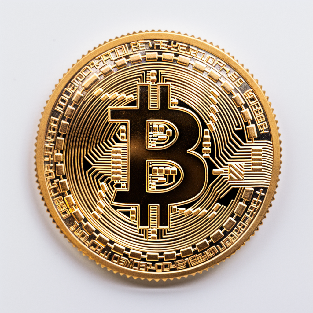 Realistic Bitcoin Piece on White Background