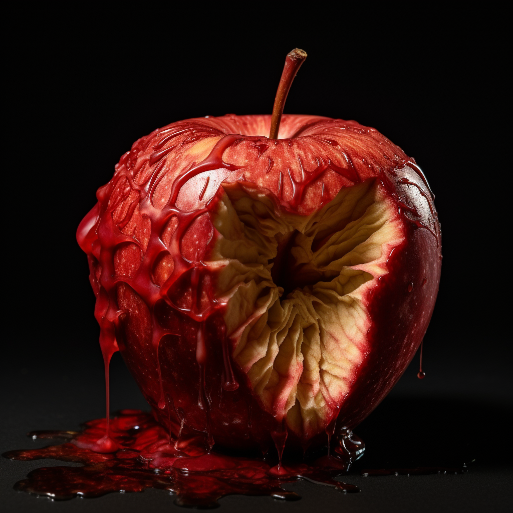 Red apple with a bite