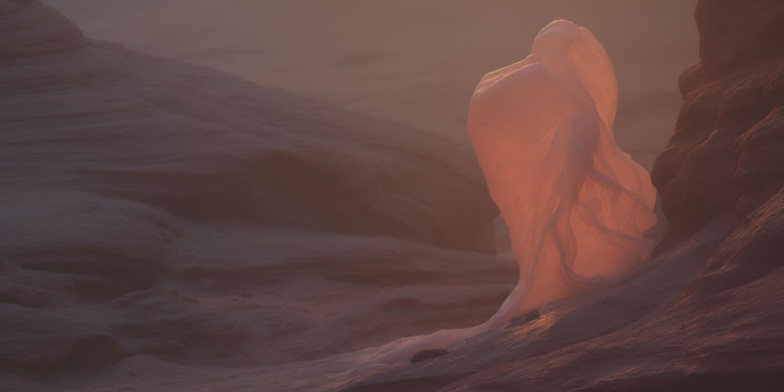 Bizarre alien on Martian landscape