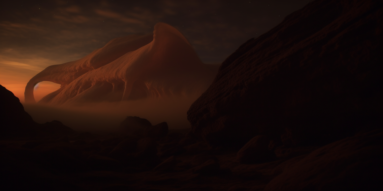 Bizarre Martian creature in alien landscape