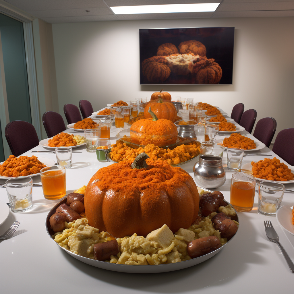 Unconventional Thanksgiving feast with bizarre food