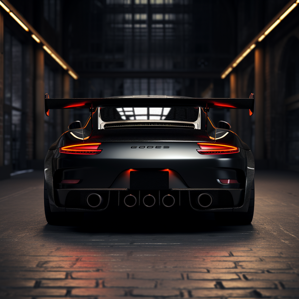 Detailed black 2023 Porsche GT3RS rear view