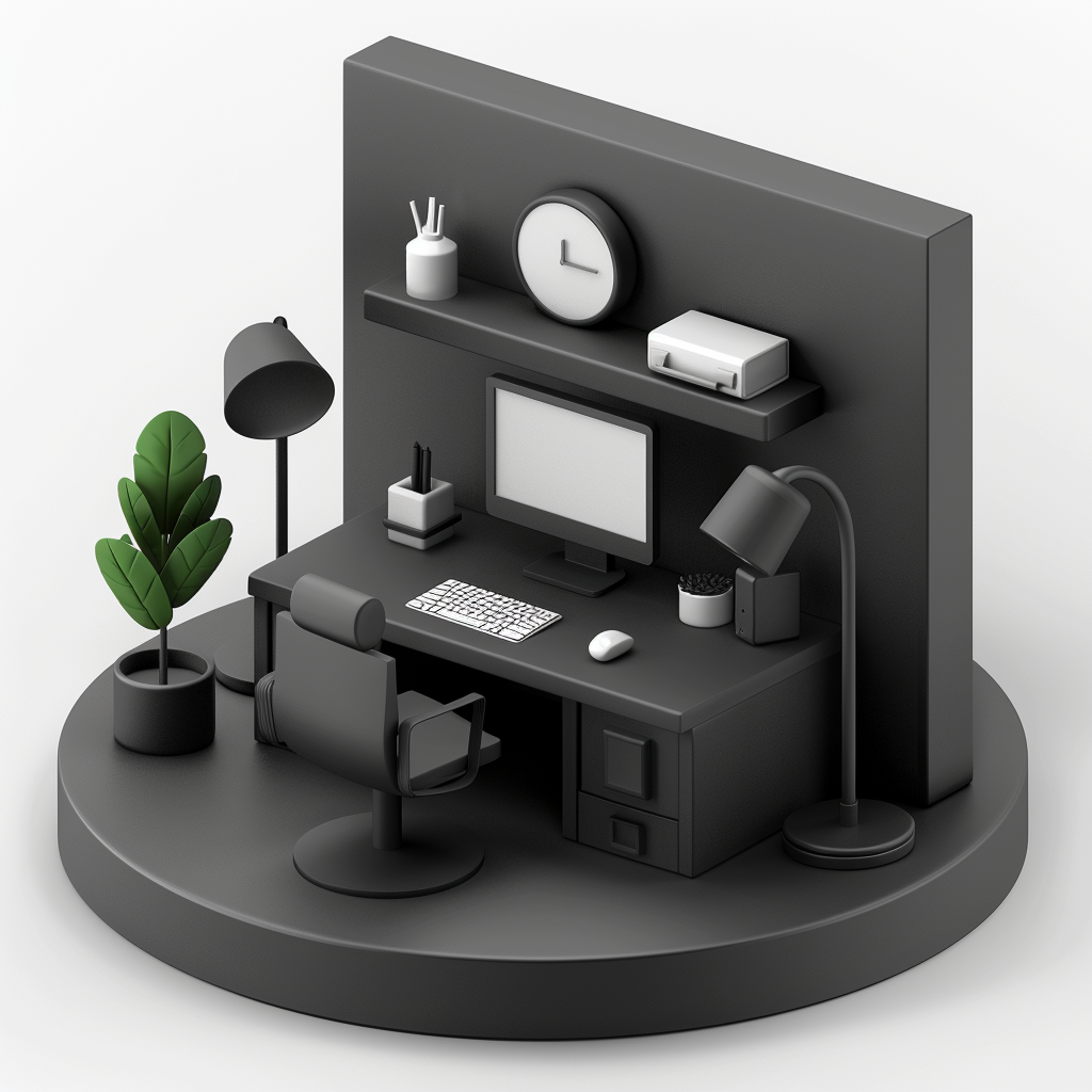 Black 3D Office Website Icon