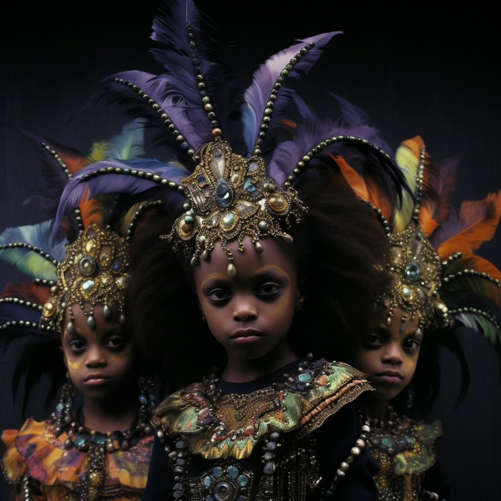 Black African Kids at Vibrant Mardi Gras Event