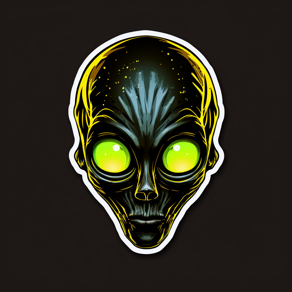 Bold black alien sticker illustration