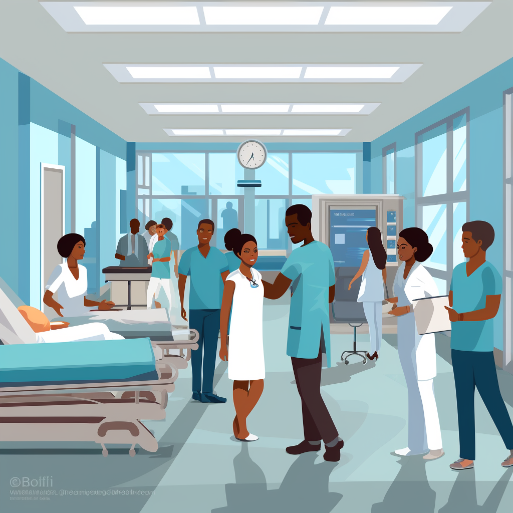 black american doctors in hospital with patients