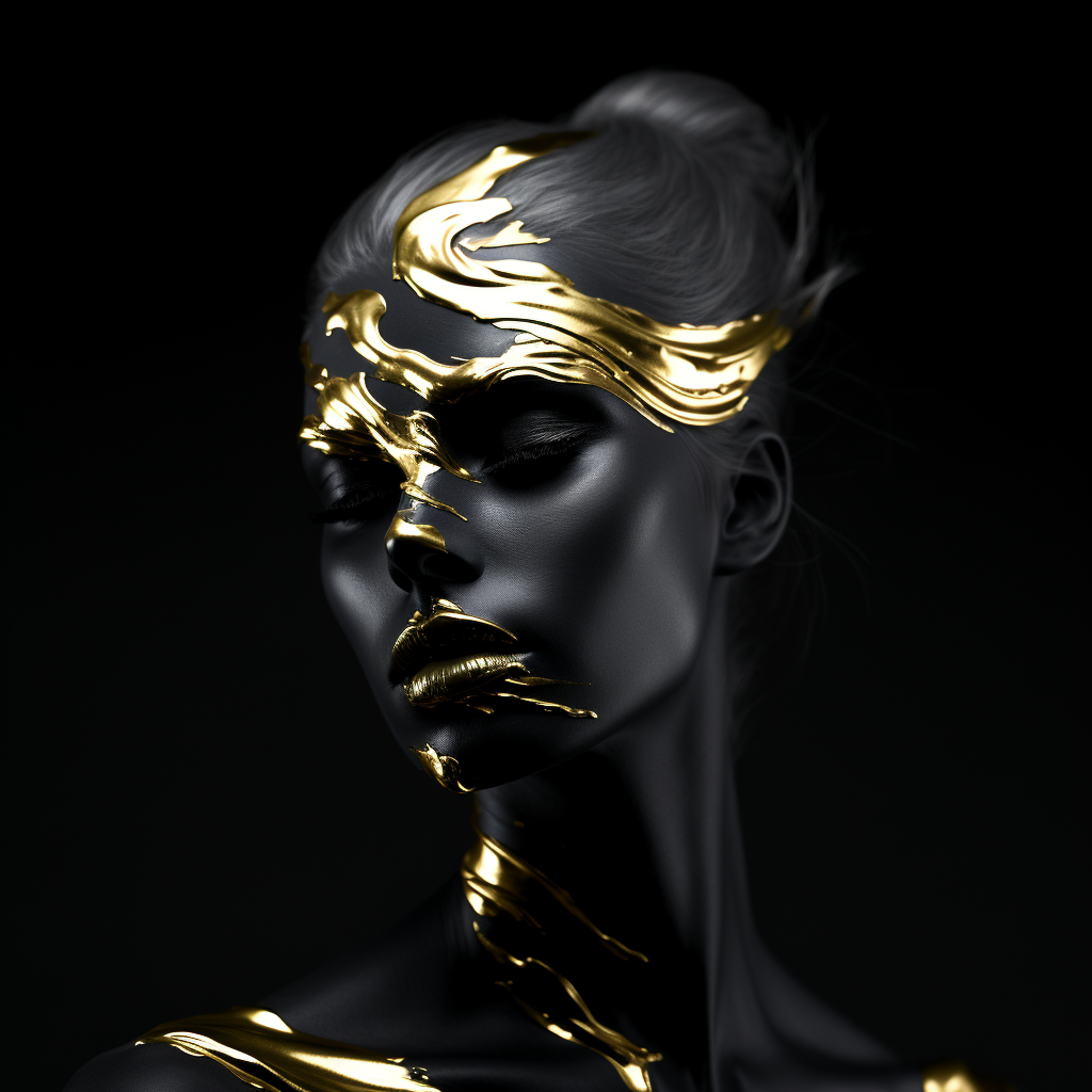 Black and gold spills on dark background