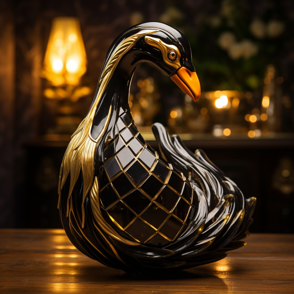 Beautiful black and gold swan lamp