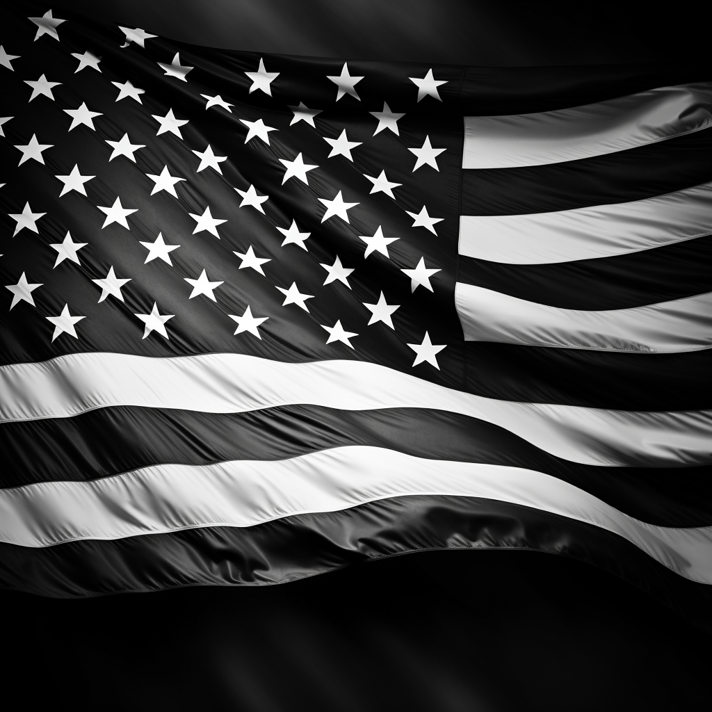 Black and white American flag