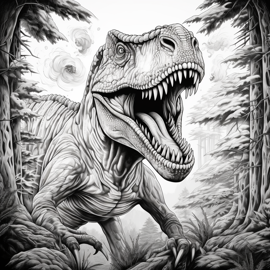 realistic dinosaurs in black and white