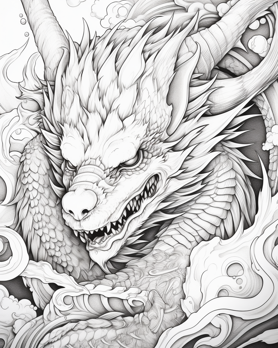 Dragon transforms into bunny coloring page