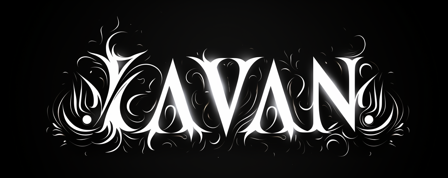 Black and white illuminated  Kavan  word vector