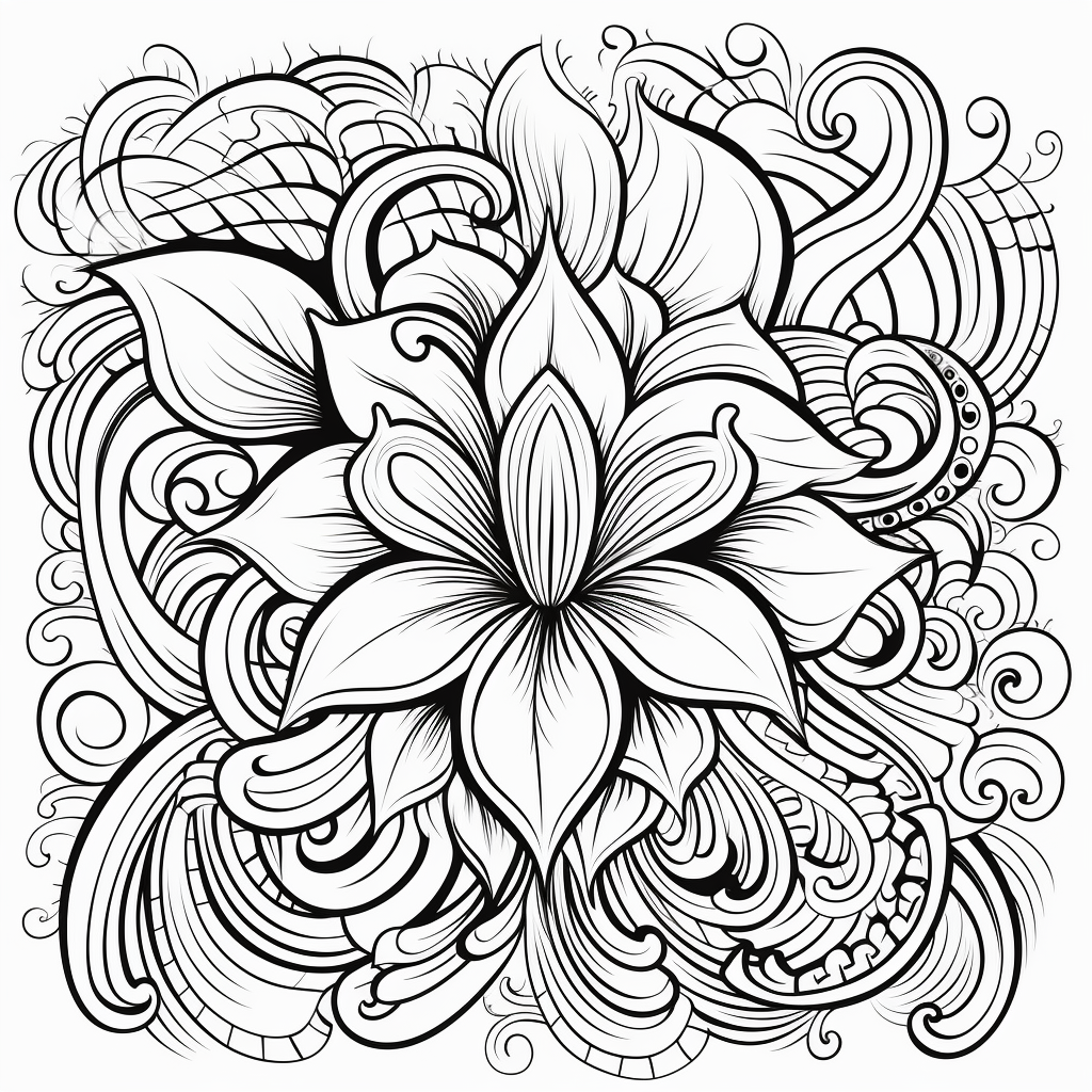 Black and white ornament decor outline