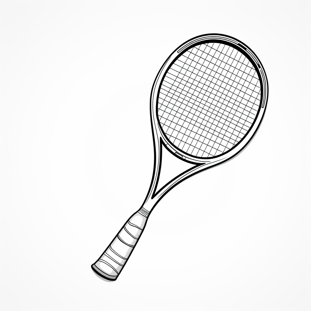 tennis racket ball coloring book style