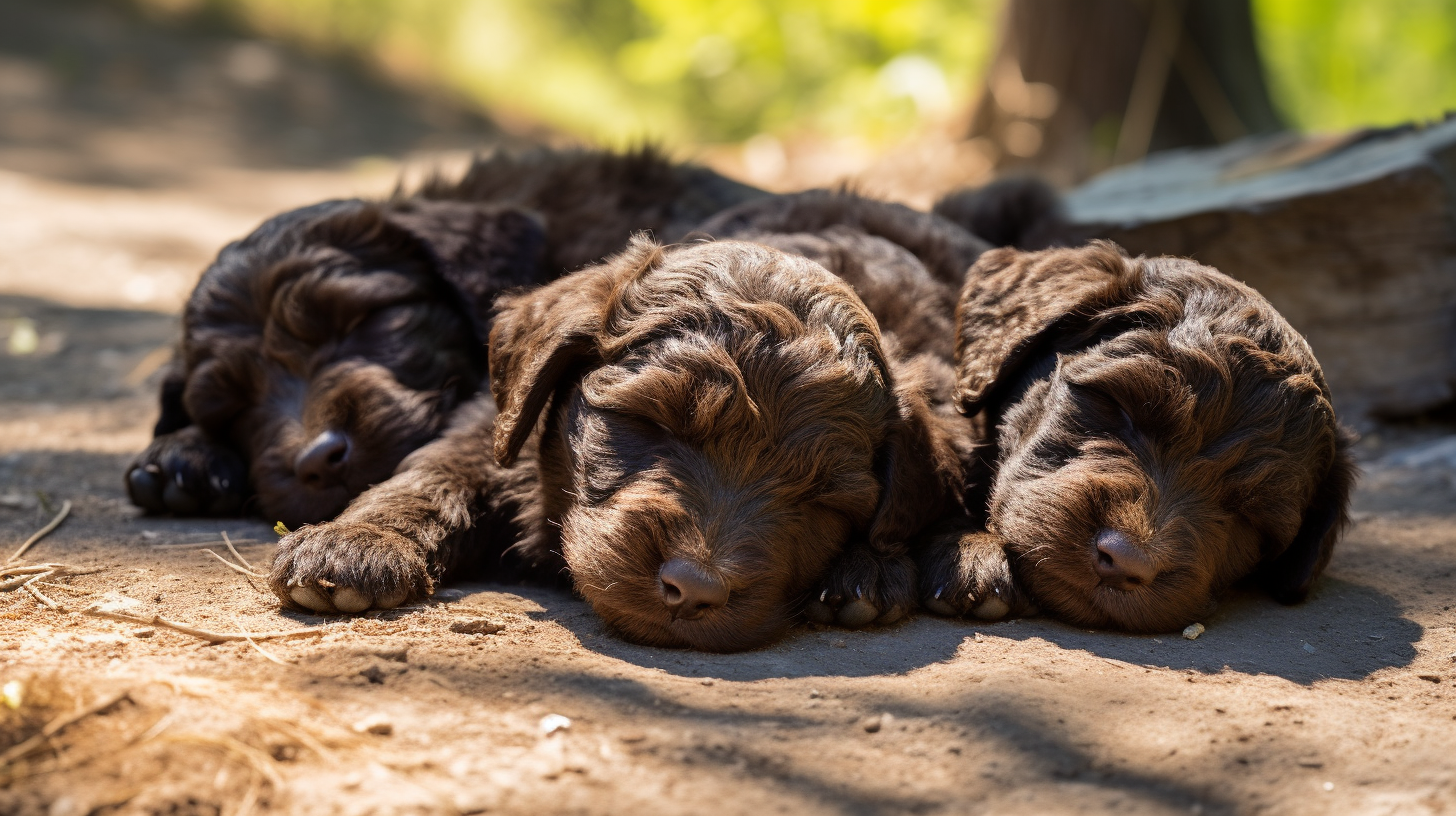 Adorable Black Apricot Labradoodle Puppies Sleeping