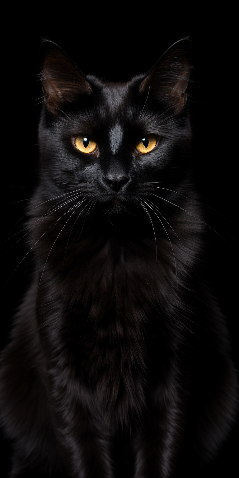 Black cat on content aware filled black background