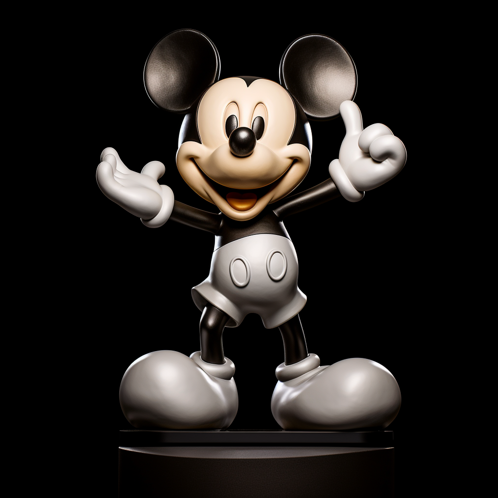 Mickey Mouse 3D Statue on Black Background