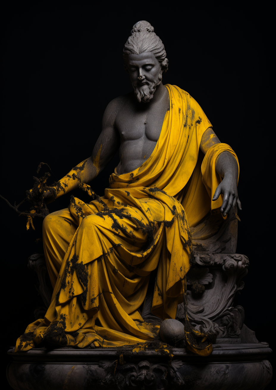 Old statue with black and white colors