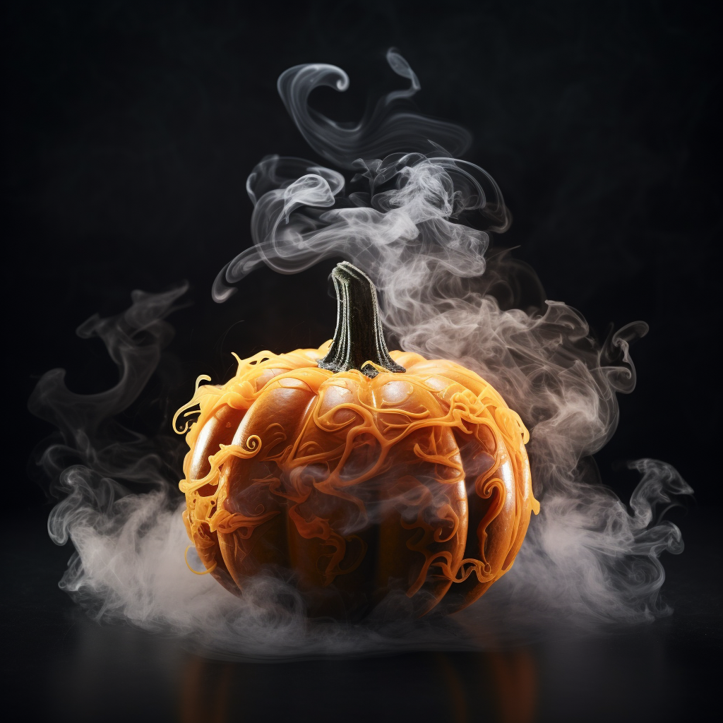 Pumpkin with Smoke on Black Background