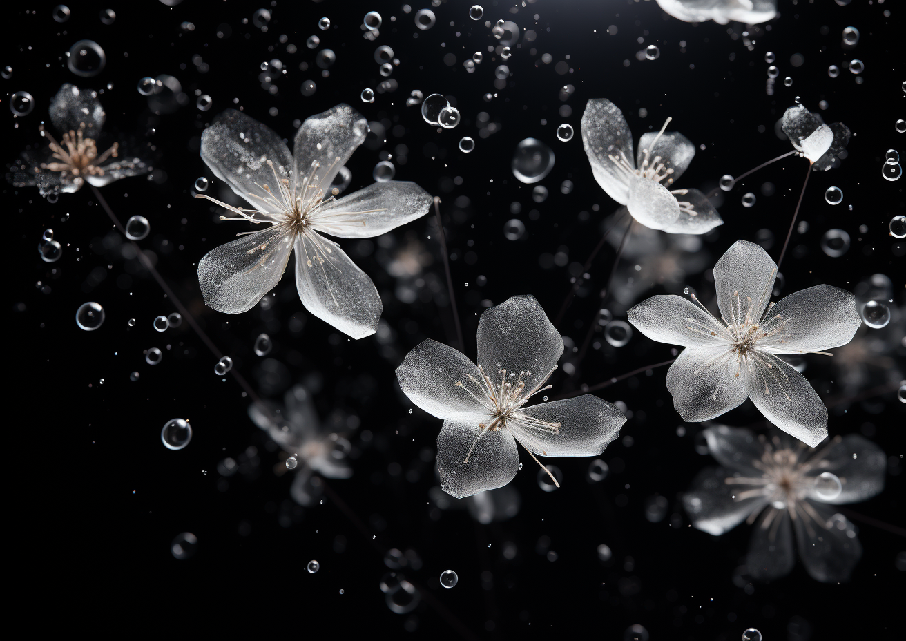 Sparkling white stars on black background