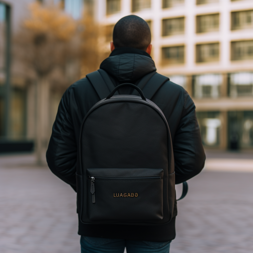 Stylish black backpack with usabagshops brand