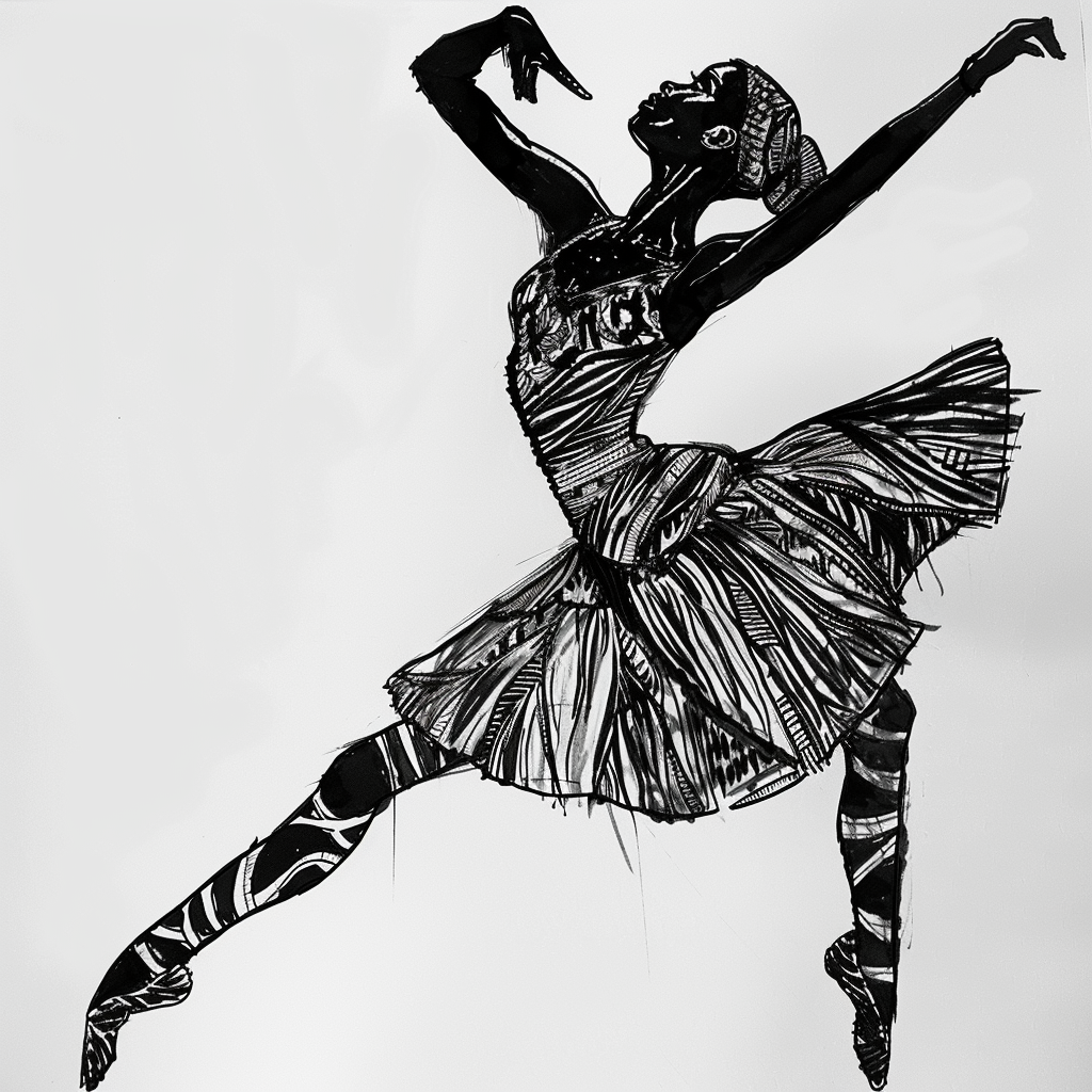 Black ballerina line art