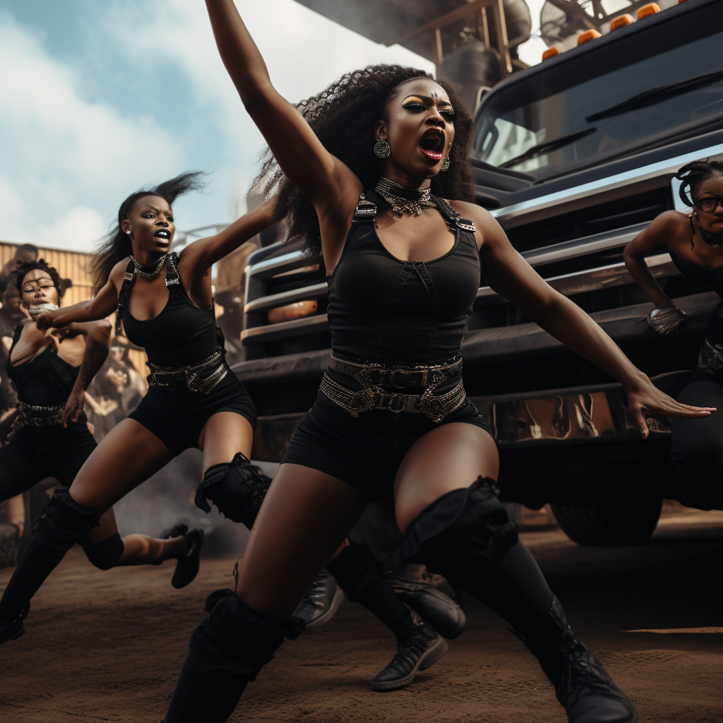 Diverse ballet dancers perform at monster truck show