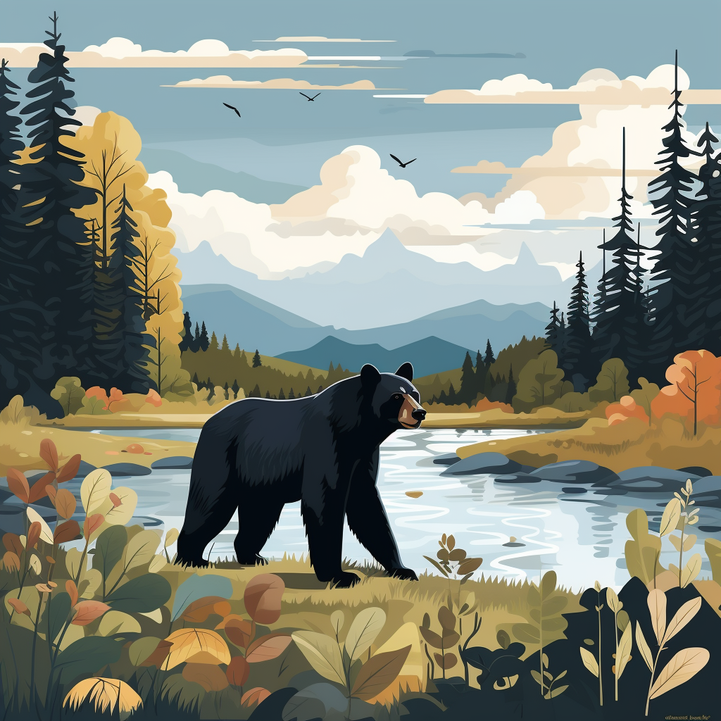 Illustration of a black bear in Canada