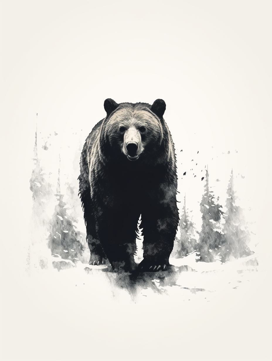 Black bear stencil walking image