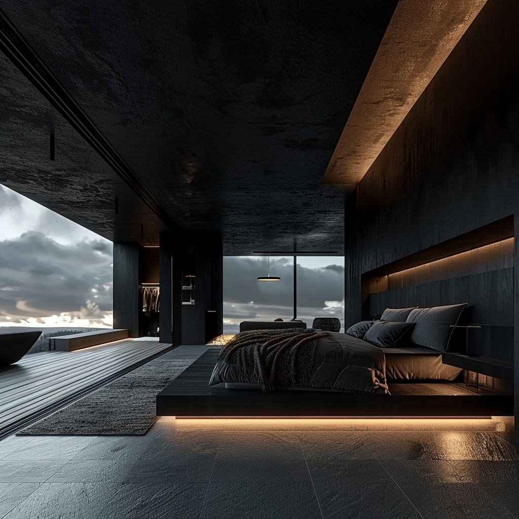 Virtual Reality Black Bedroom