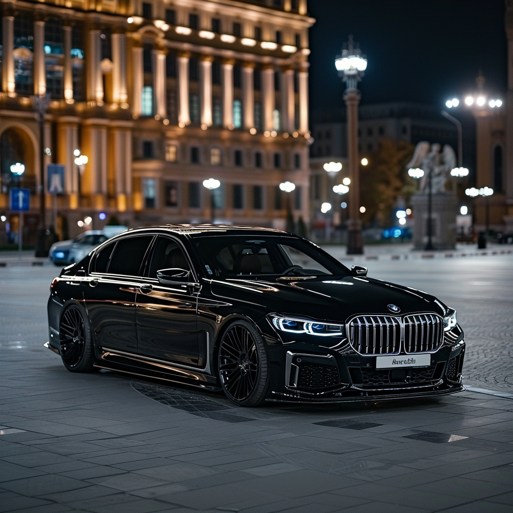 Black BMW 7 Series Night City