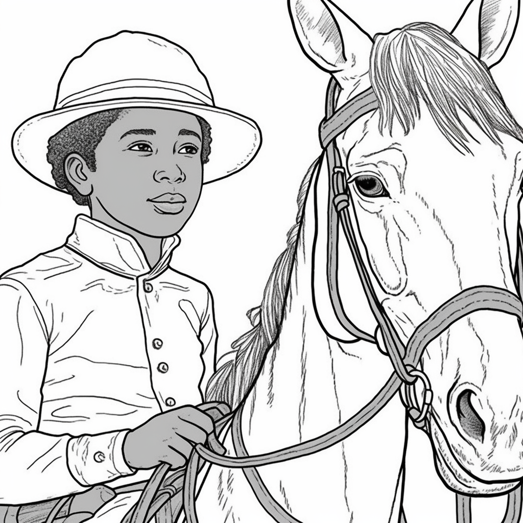 Black boy riding a horse