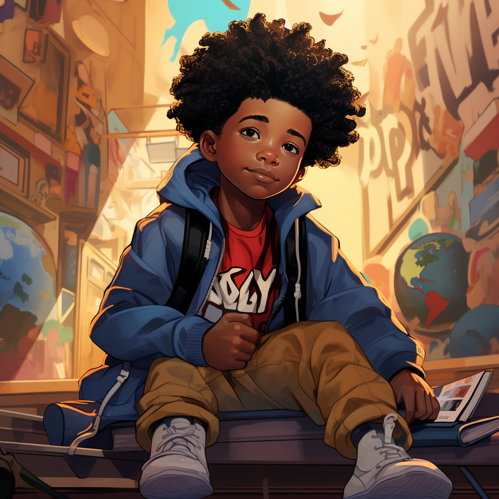 Black boy joy aesthetic cartoon illustration