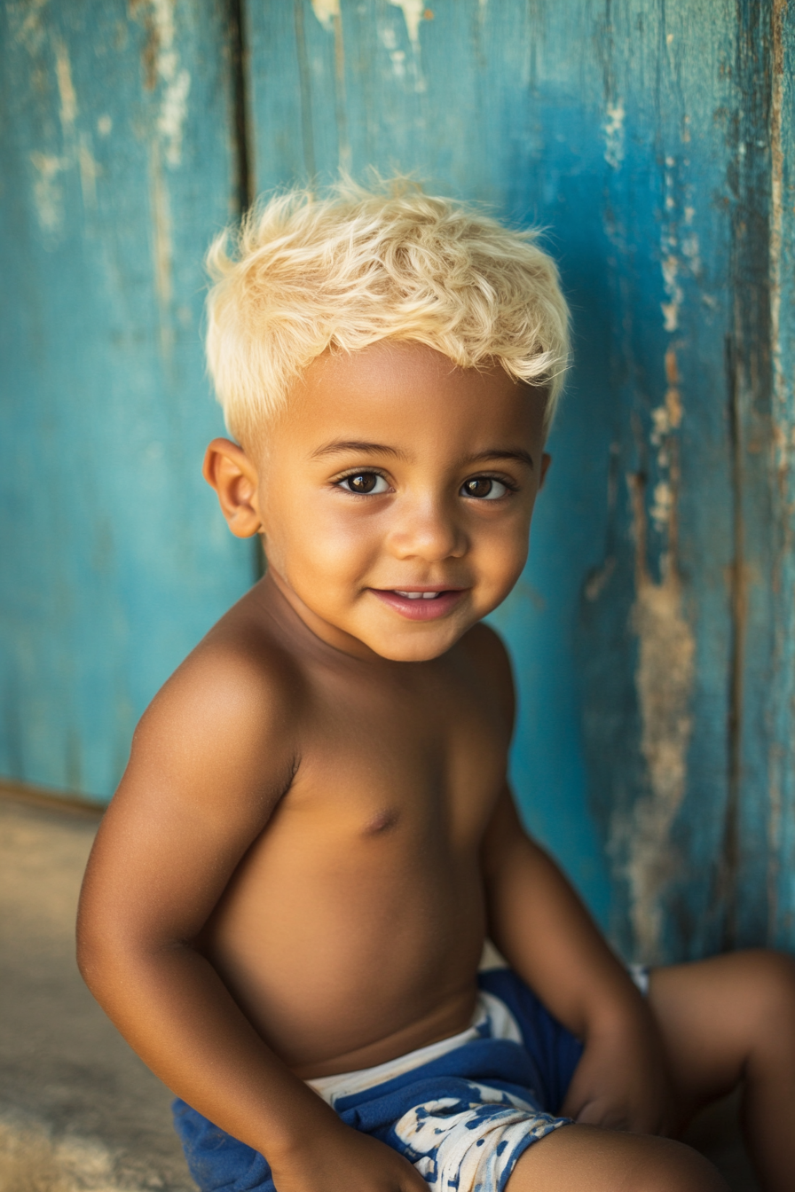 Black boy toddler playing