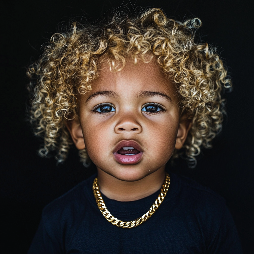 Curly blonde hair kid fashion