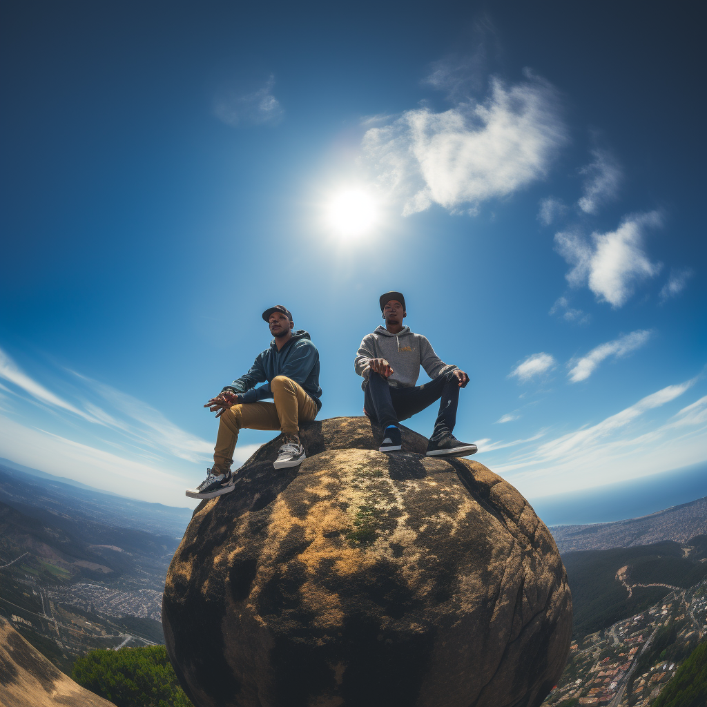 Two joyful black boys on top of the world