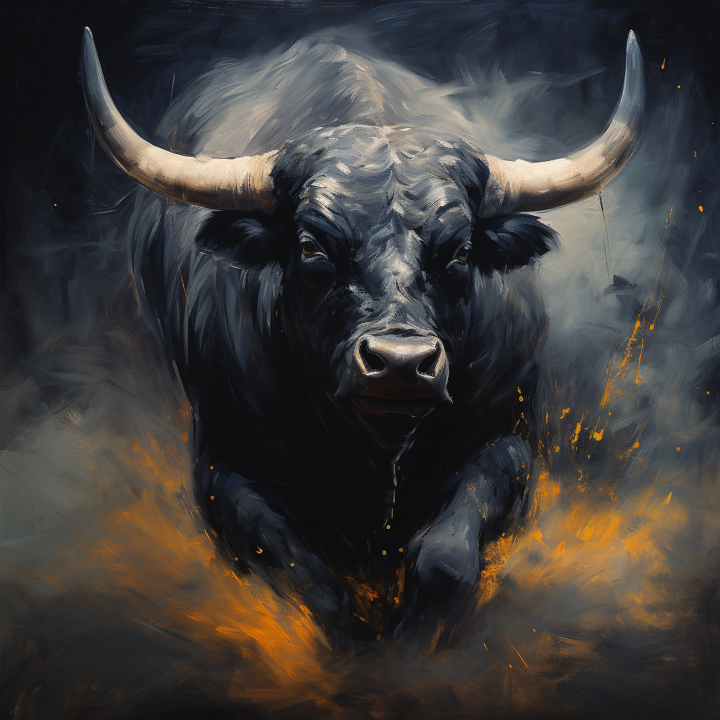 Black bull with soft background light