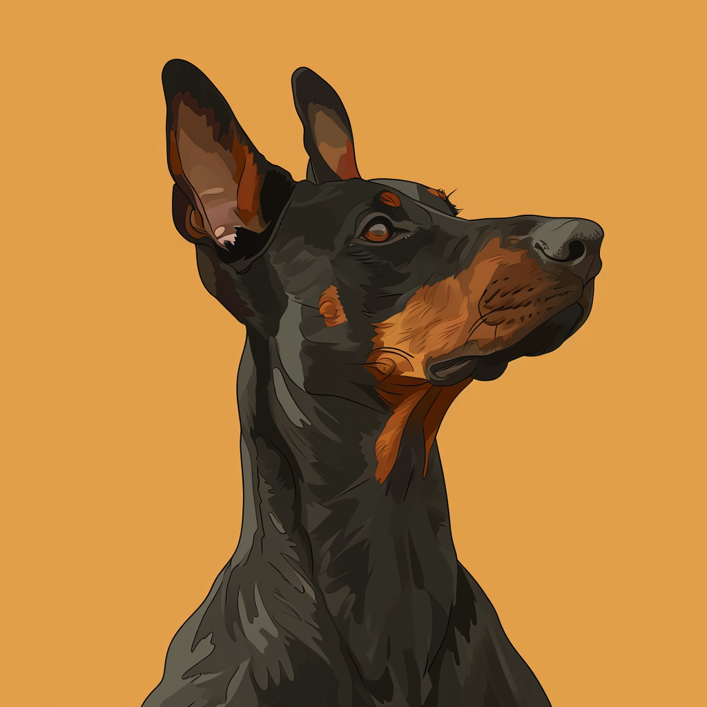 Doberman dog illustration in Aristocats style