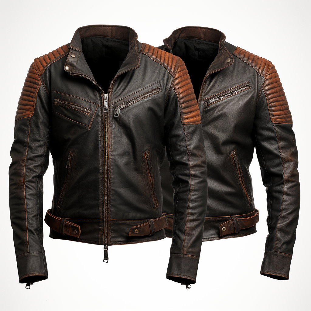 Stylish black-brown biker leather jacket