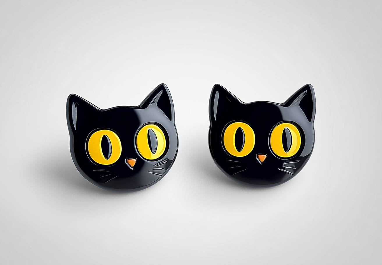 Black Cat Cartoon Earrings