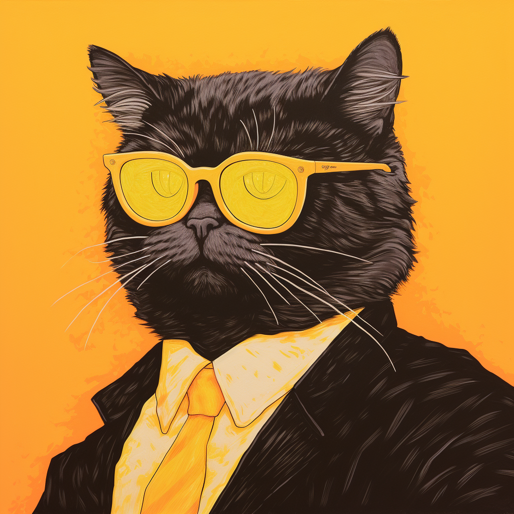 Black cat with glasses and suit