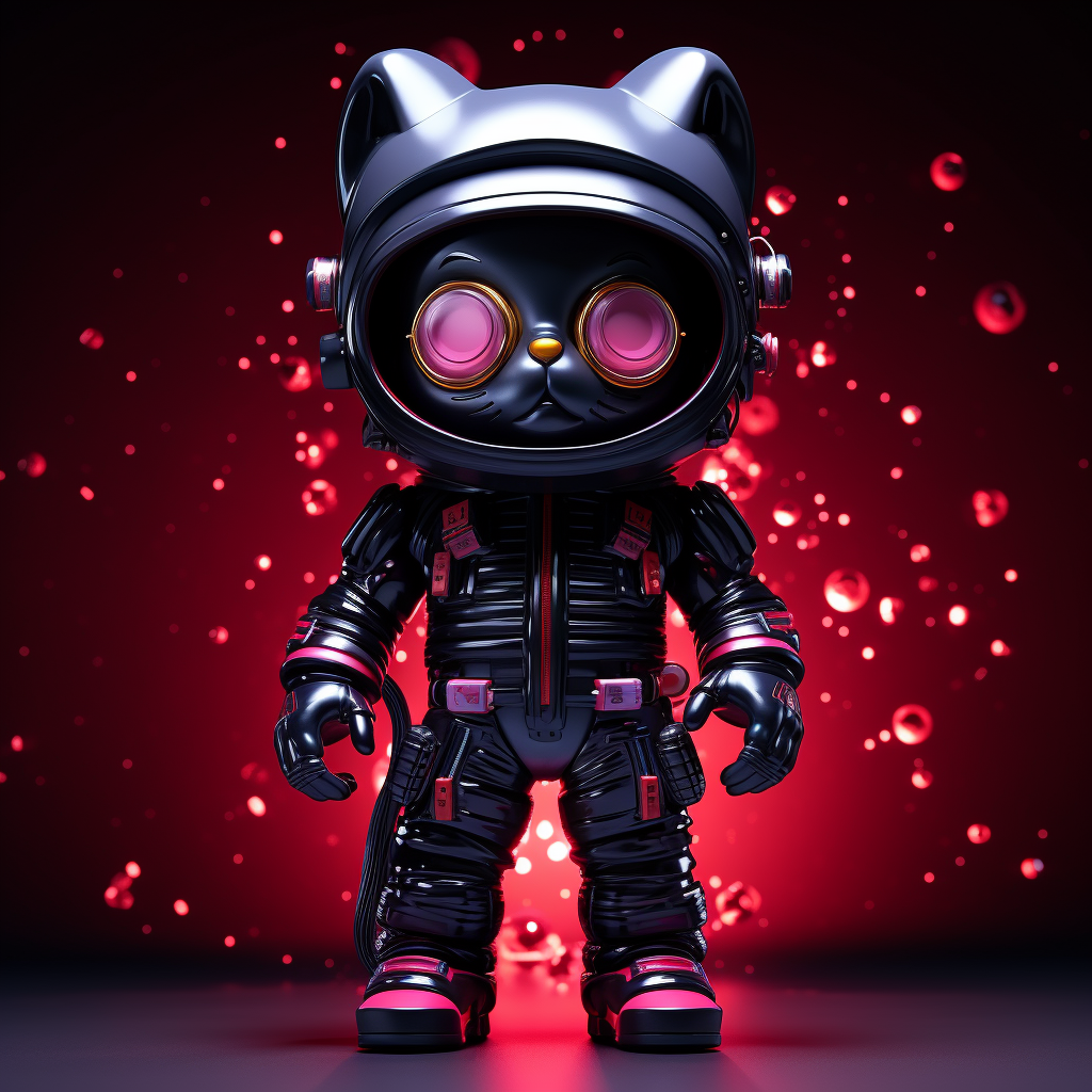 Fashionable black cat in astronaut suit