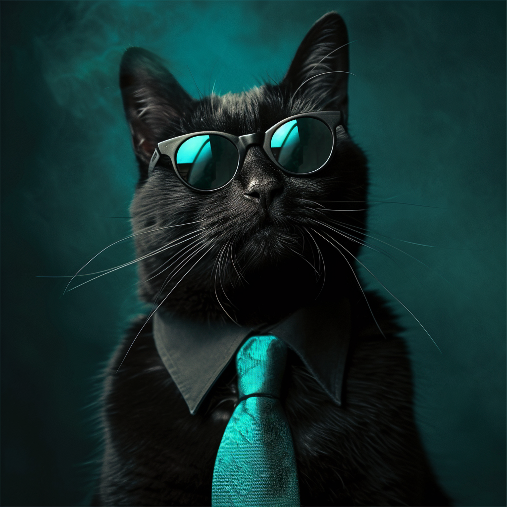 Black Cat Spy Sunglasses Turquoise Tie