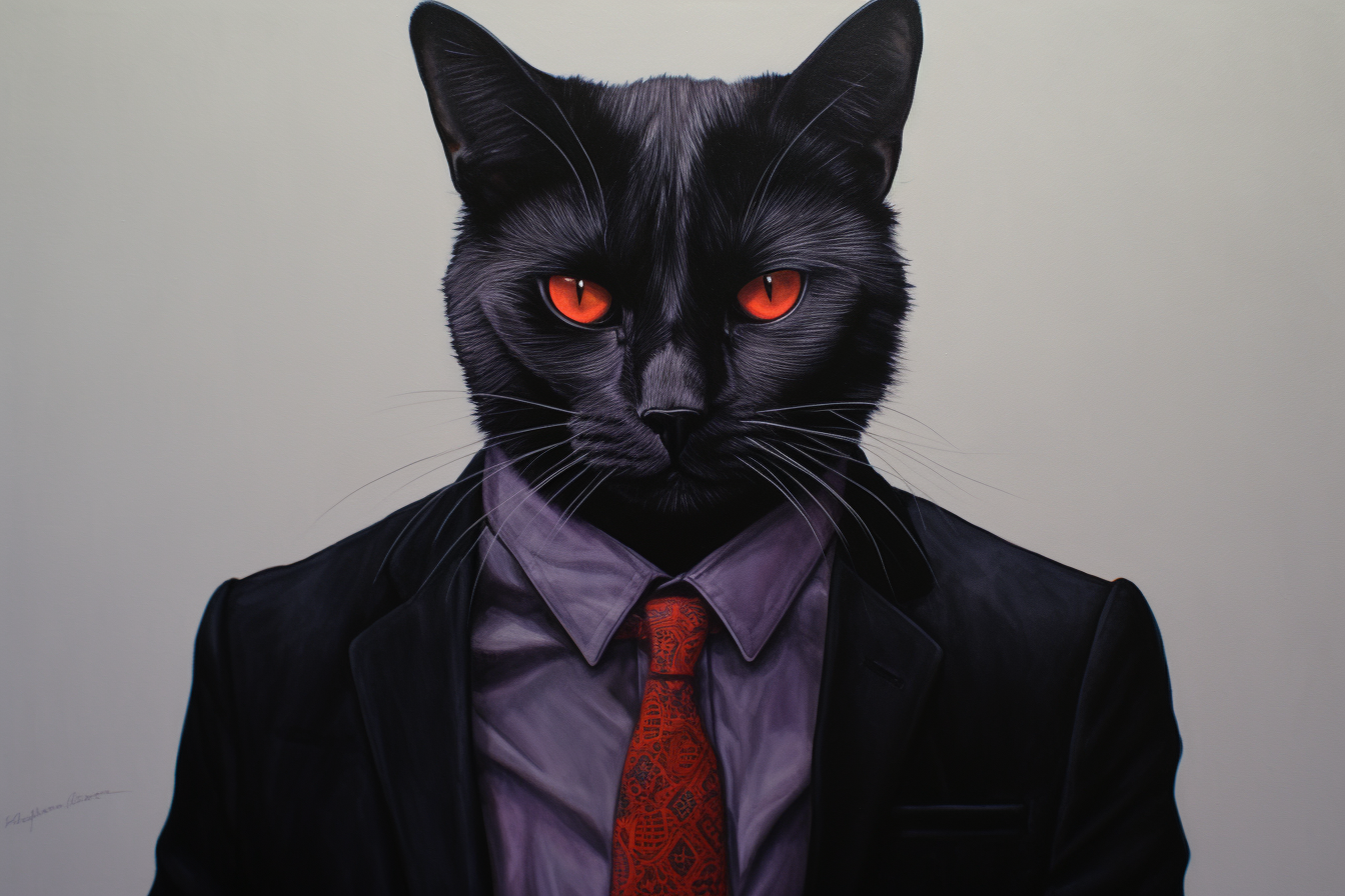 Colorful black cat suit painting