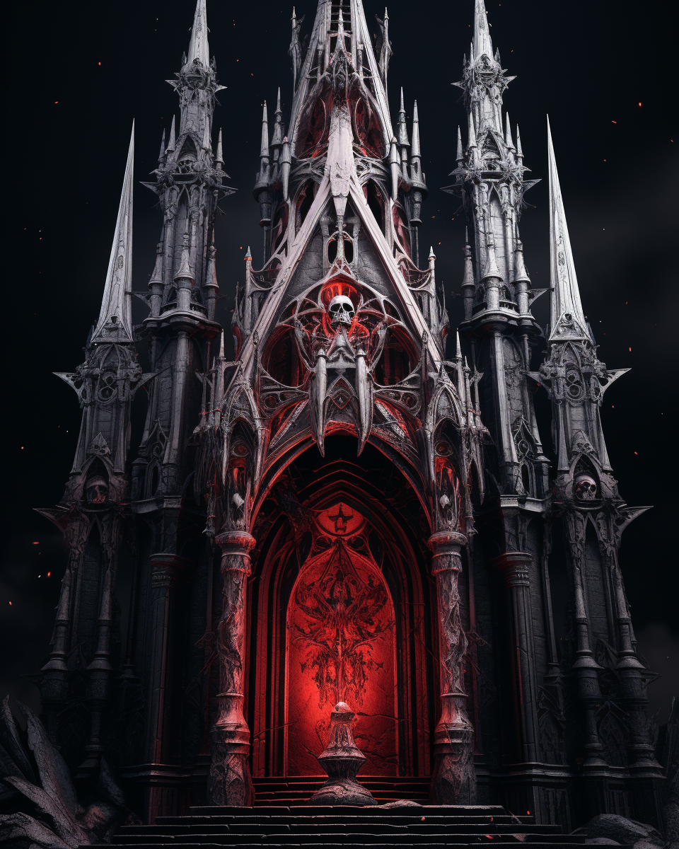 Photorealistic black cathedral cross on tower