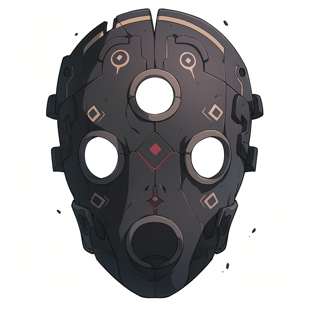 Black Ceramic Mask with Void-Infused Runes and Eye Holes