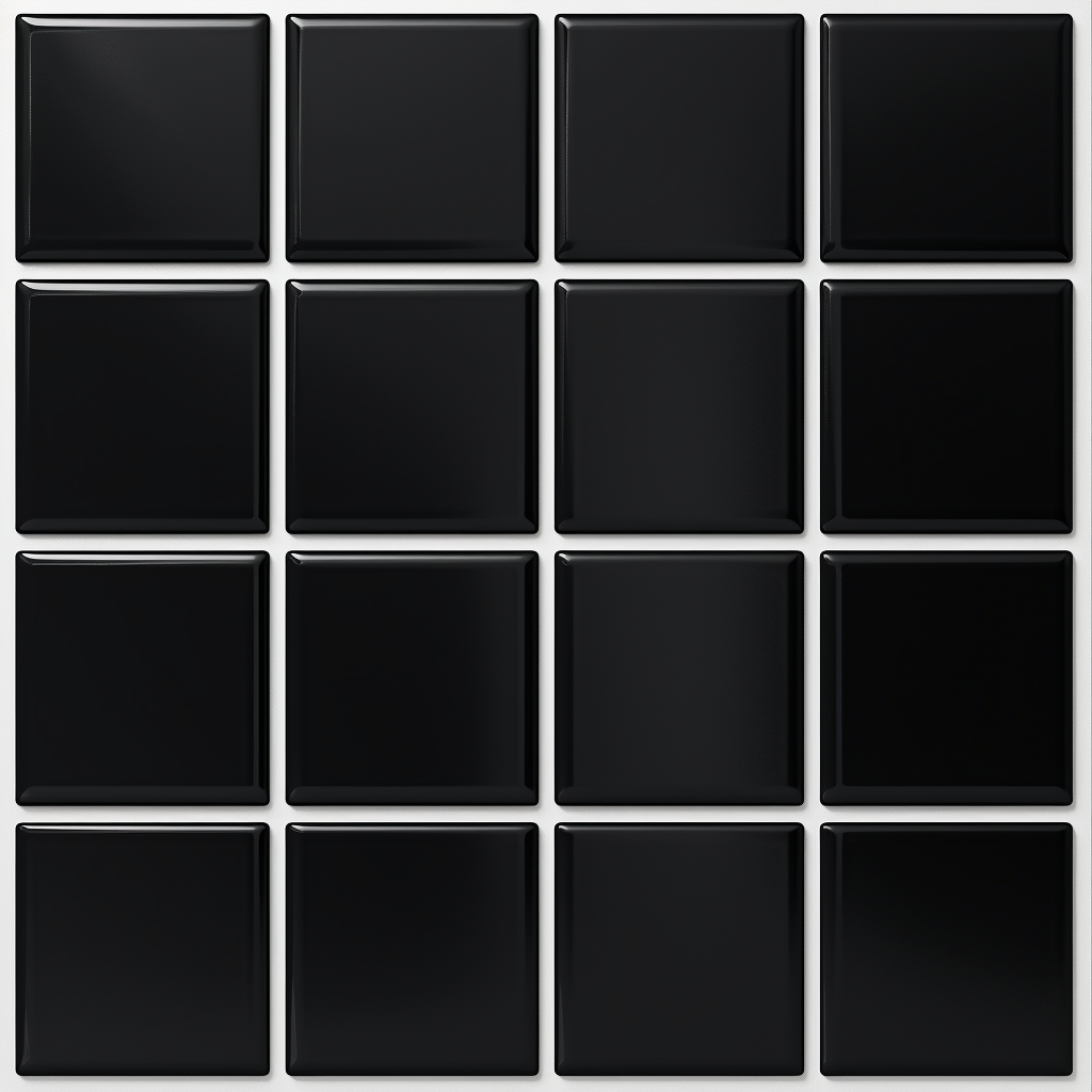 Black ceramic tiles with white grout pattern