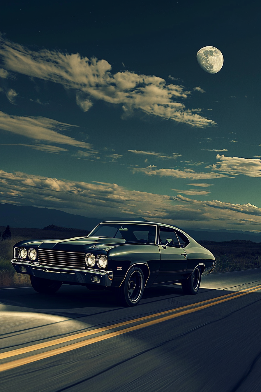 Black Chevrolet El Camino speeding through the Badlands