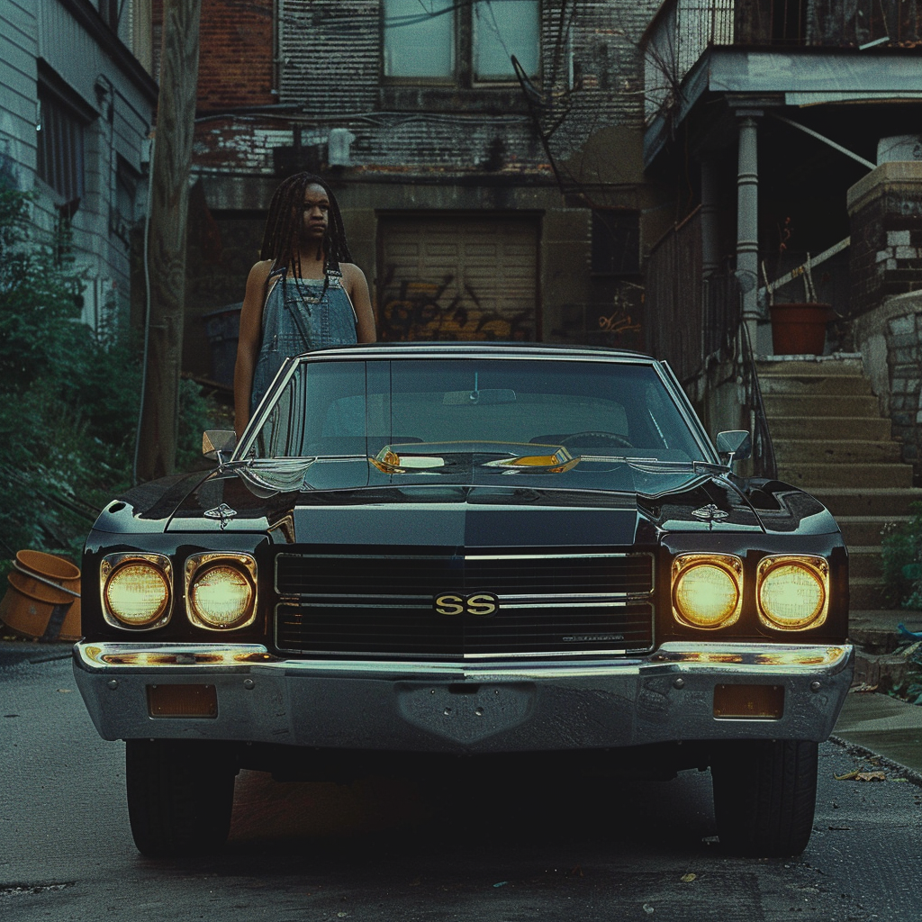 Young black man admiring Chevy Chevelle