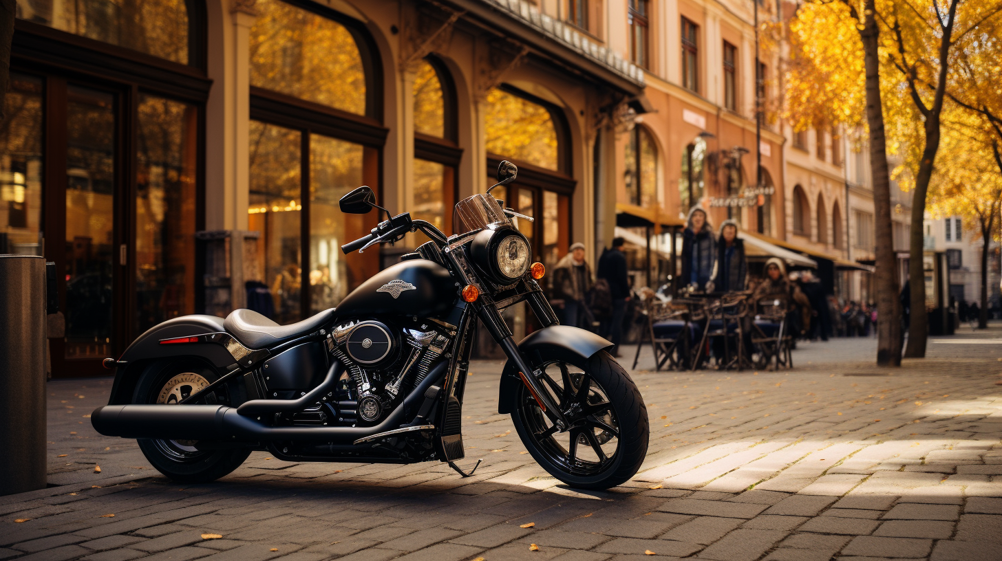 Classic motorbike in Munich afternoon